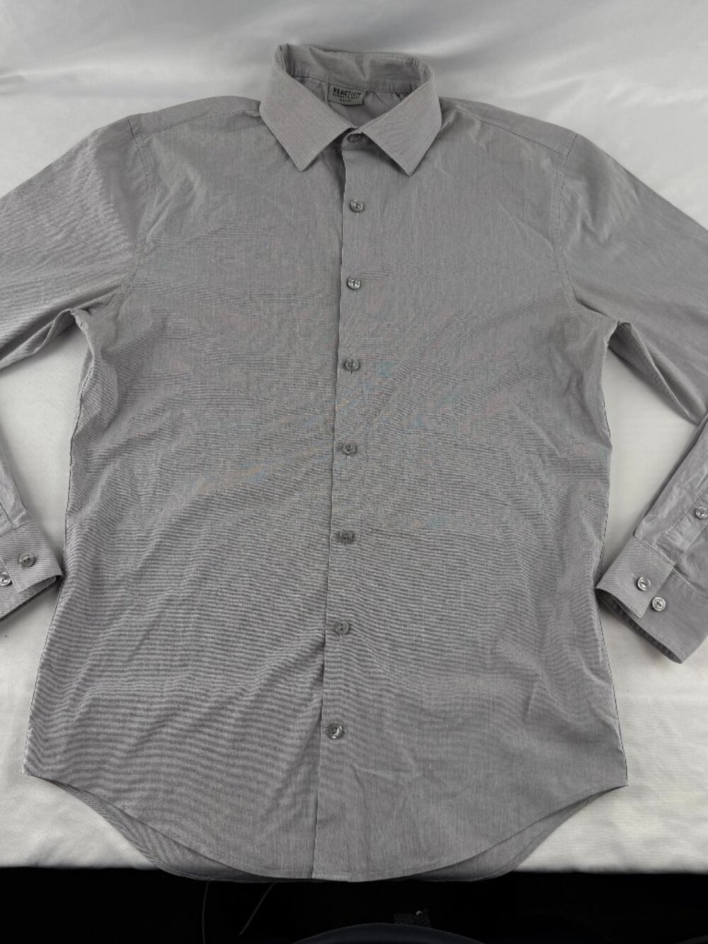 Kenneth Cole Reaction Mens Dress Shirt Gray Slim Fit Long Sleeve 15 32/33